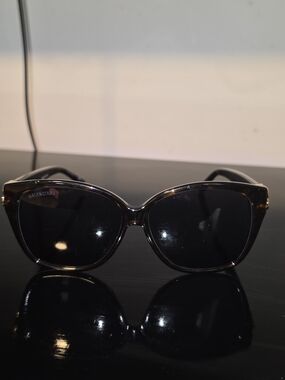 Balenciaga Black Tortoiseshell Cat-Eye Sunglasses